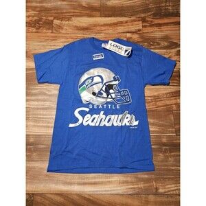 NEW Vintage Rare Seattle Seahawks Big Helmet Logo 7 NFL Sports T Shirt Size Med